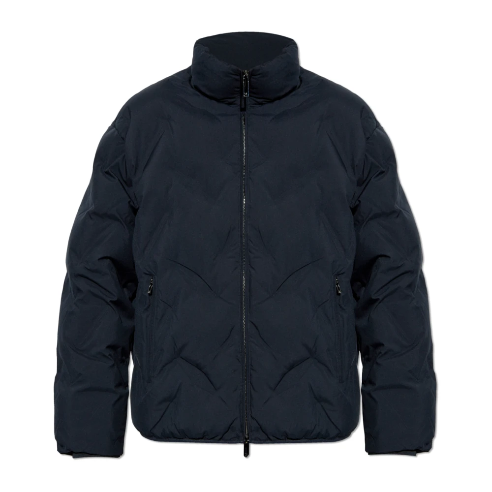 Emporio Armani Effen Rits Donsjack met Logo Blue Heren