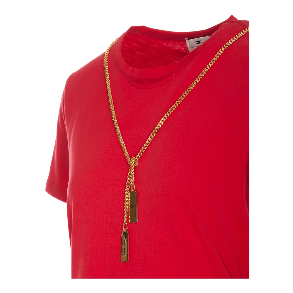 Elisabetta Franchi Rode T-shirt met cut-out detail Red Dames