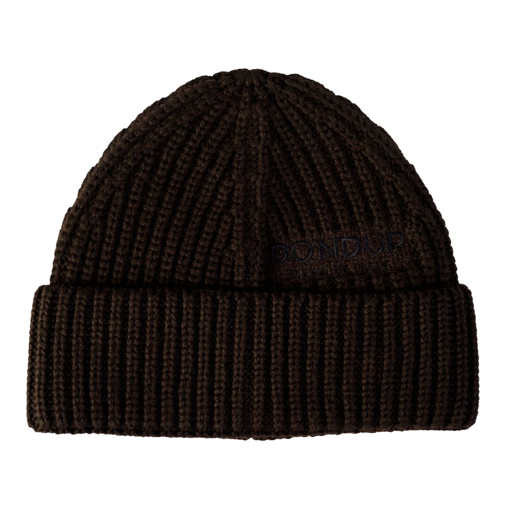 Dondup Brown Accessories, Male, One Size, Ribbed Knit Beanie