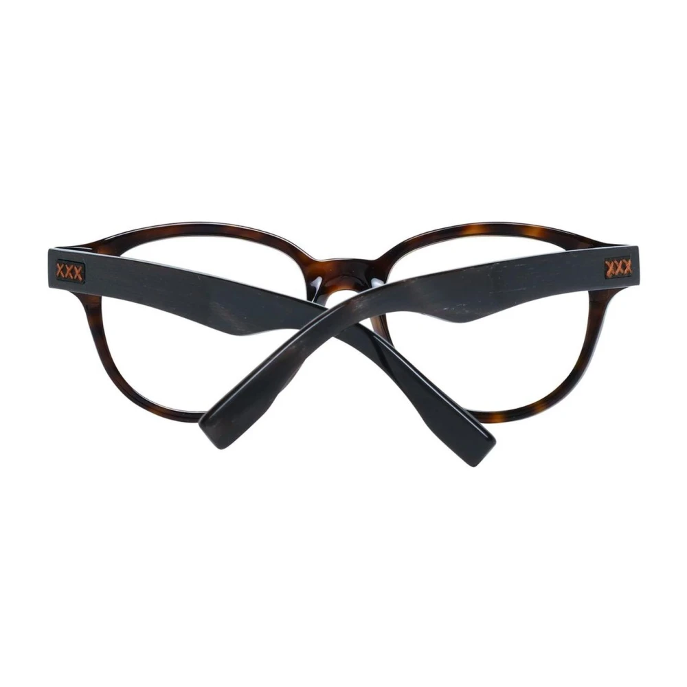 Ermenegildo Zegna Bruine Ronde Optische Monturen met Veerscharnier Brown Heren