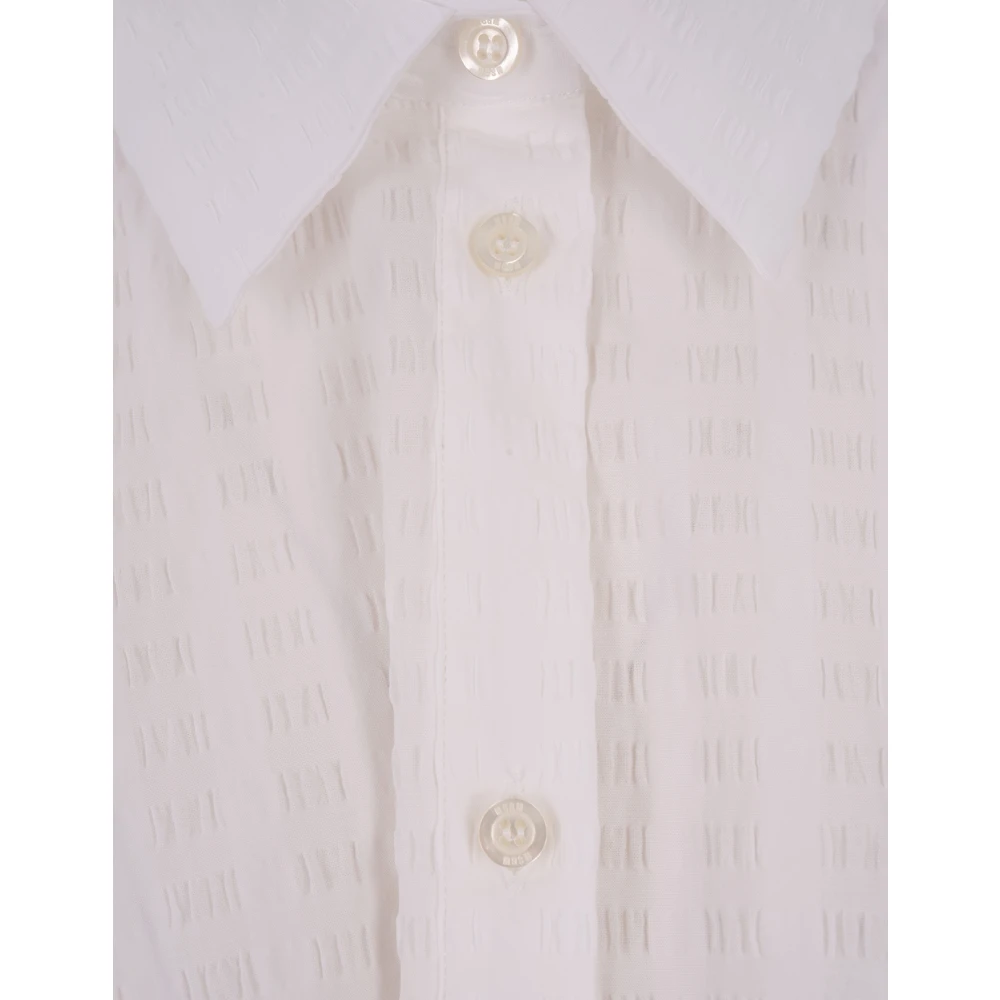 Msgm Witte Embossed Poplin Crop Shirt White Dames