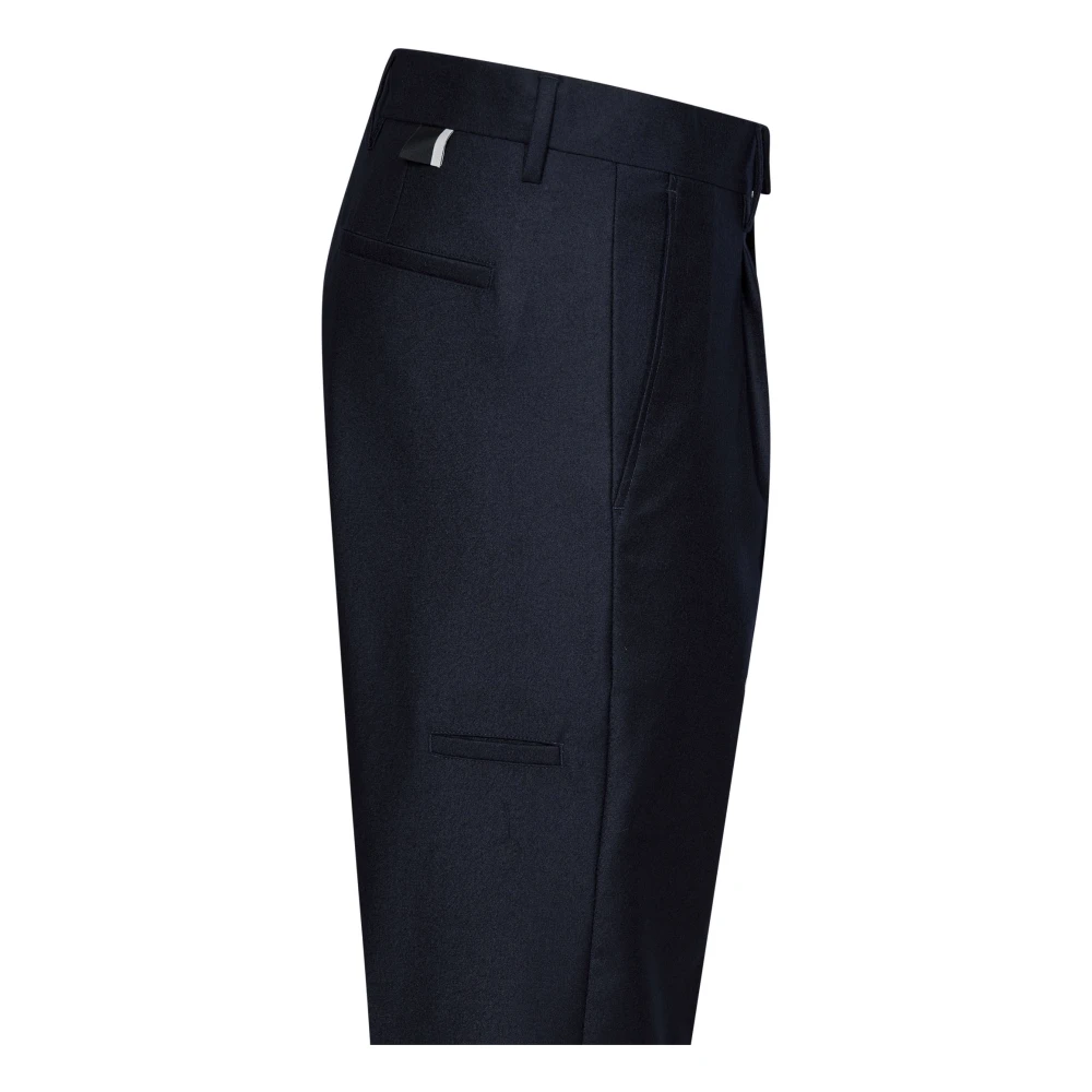 Low Brand Blauwe Wolflanel Relaxte Fit Broek Blue Heren