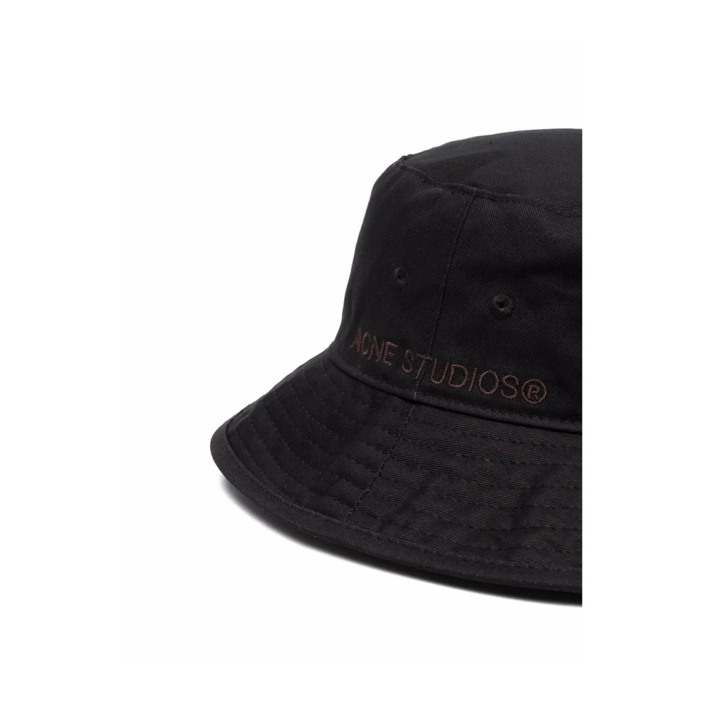 Acne Studios Zwarte Twill Logo Bucket Hat Black Heren