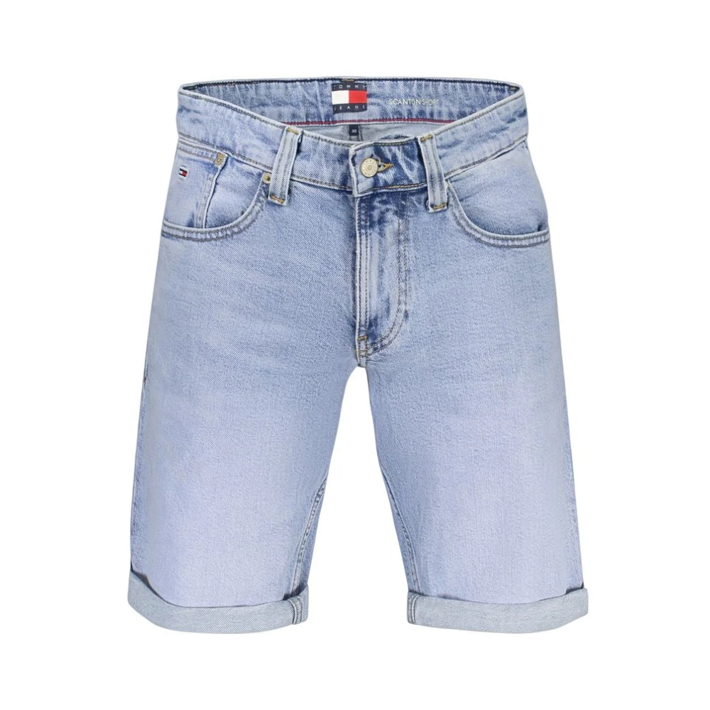 Tommy Hilfiger Men's Blue Cotton Short Jeans, Washed Effect