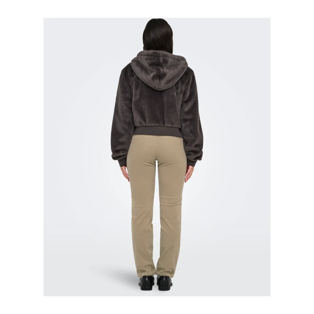 Only Venetië Fleece Hoodie met Rits Vrouwen Brown Dames