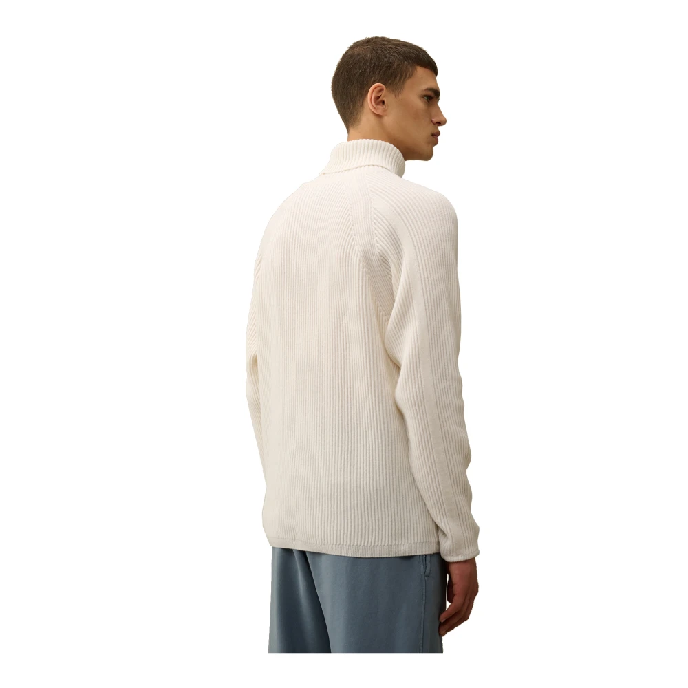C.P. Company Lamswol Trui met Geribbelde Kraag White Heren