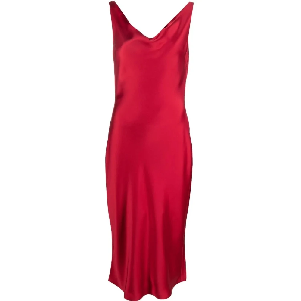 Norma Kamali Maria Satin Midi Klänning Red, Dam