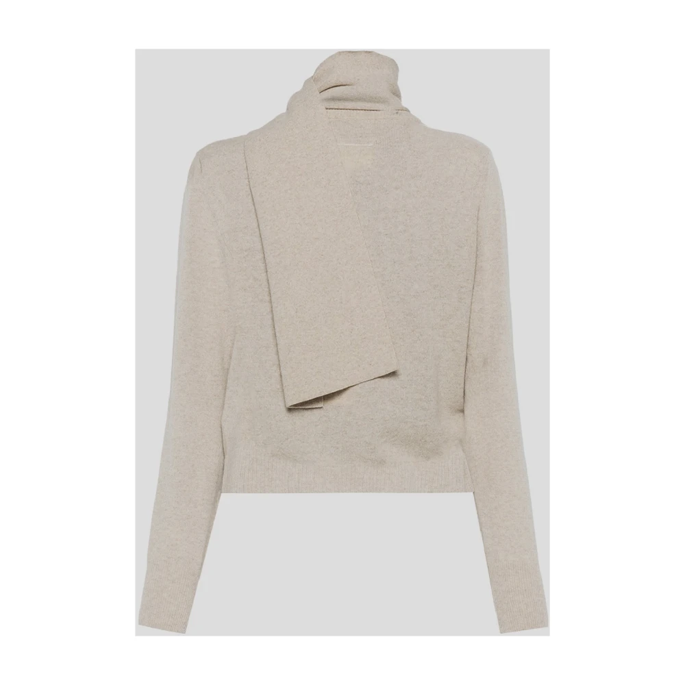 MM6 Maison Margiela Wol Crewneck Gebreid Beige Dames