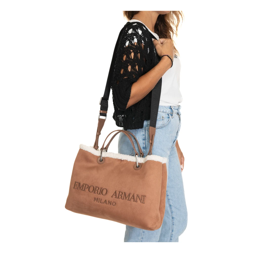 Emporio Armani Stijlvolle Shopper met Afneembare Clutch Brown Dames