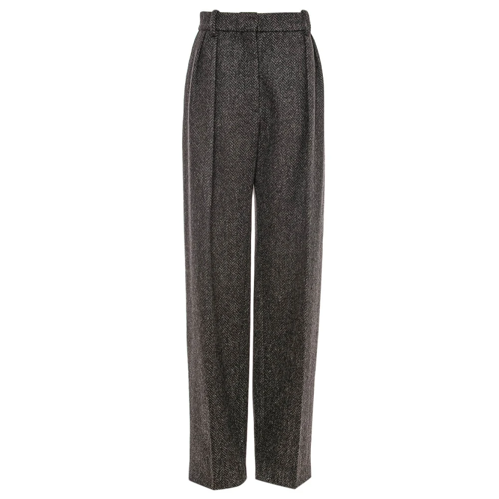 Valentino Garavani Gray Stylish Trousers For Fashionable Look - Female - Straight Trousers - S - Trousers