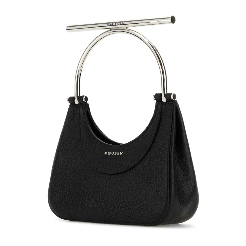 alexander mcqueen Mini Cross-Bar Zwarte Leren Handtas Black Dames