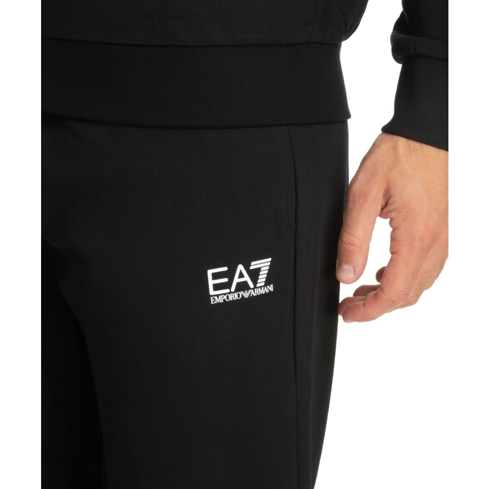Emporio Armani EA7 Effen Tracksuit met Capuchon en Zakken Black Heren