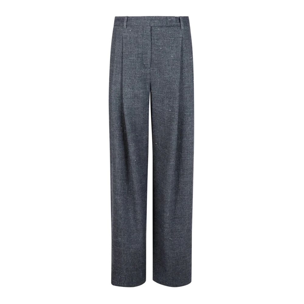 Eleventy Kvinno Blå Byxor Dam, 3XS, Linne, Double-Pleat Byxor