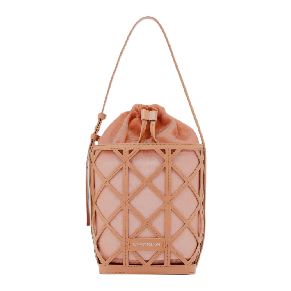 Emporio Armani , Bucket Bags, Male, Pink, One Size, Cage-Style Bucket Bag