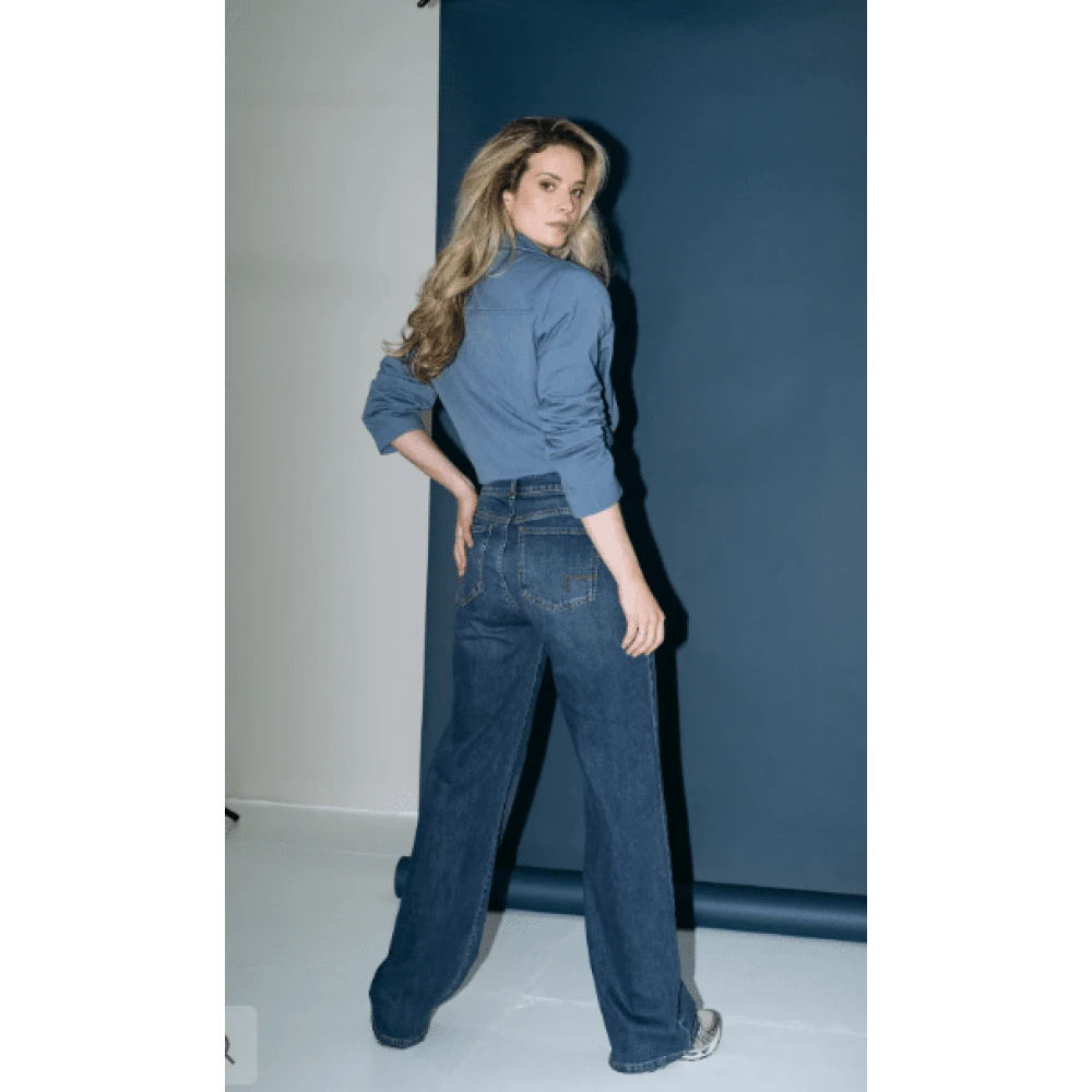 DNM Pure Retro-chique wijde pijp jeans Blue Dames