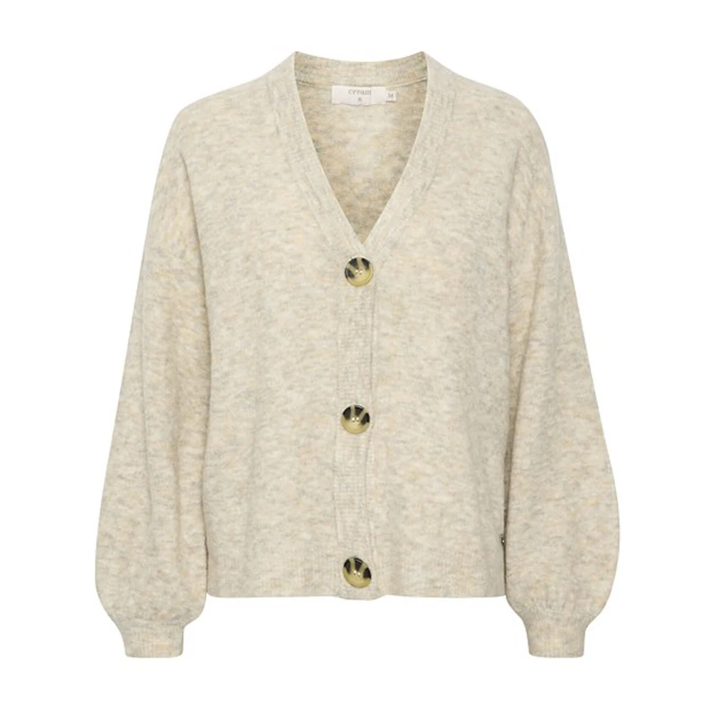 Cream Oversized Gebreid Vest Haver Melange Beige Dames