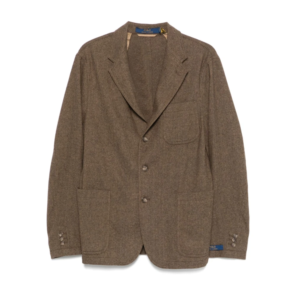 Ralph Lauren Fiskbensmönstrad Blazer Brown, Herr