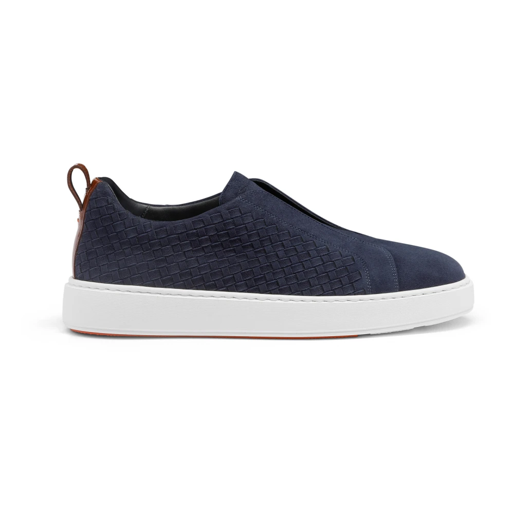 Santoni Woven Suede Slip-On Sneaker Heren Schoenen Blauw