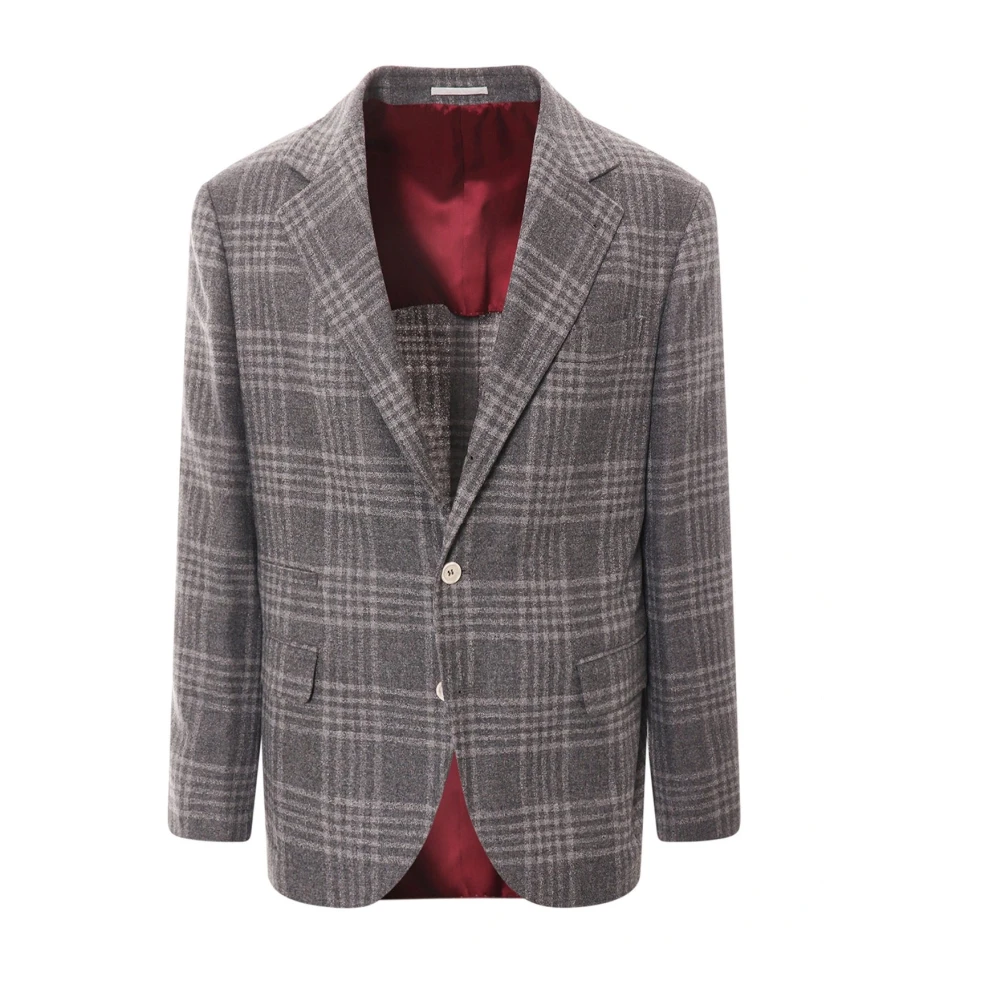 BRUNELLO CUCINELLI Zijde Wol Kasjmier Blazer Jas Mannen Gray Heren