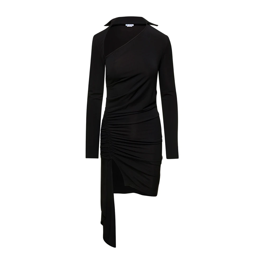 Off White Women's Black Short Dresses, M, Mini Dress With Cut-Out And Ruffle Detail