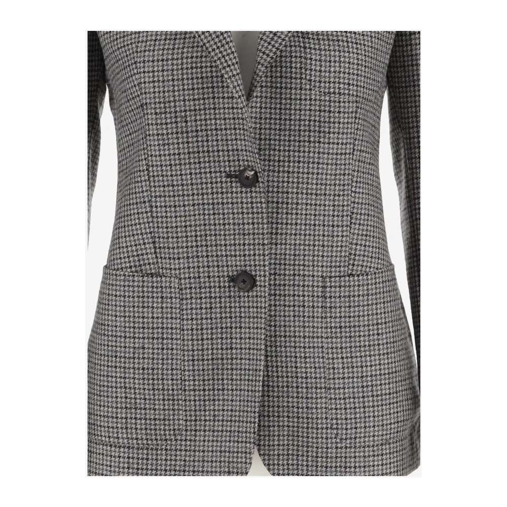 Tagliatore Wollen Jas Piekrevers Enkelborst Gray Dames