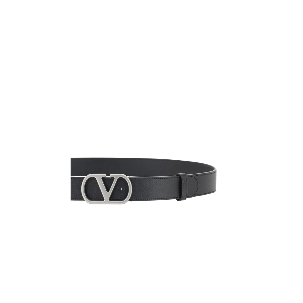 Valentino Garavani Contrasterende VLogo Leren Riem Sluiting Black Heren