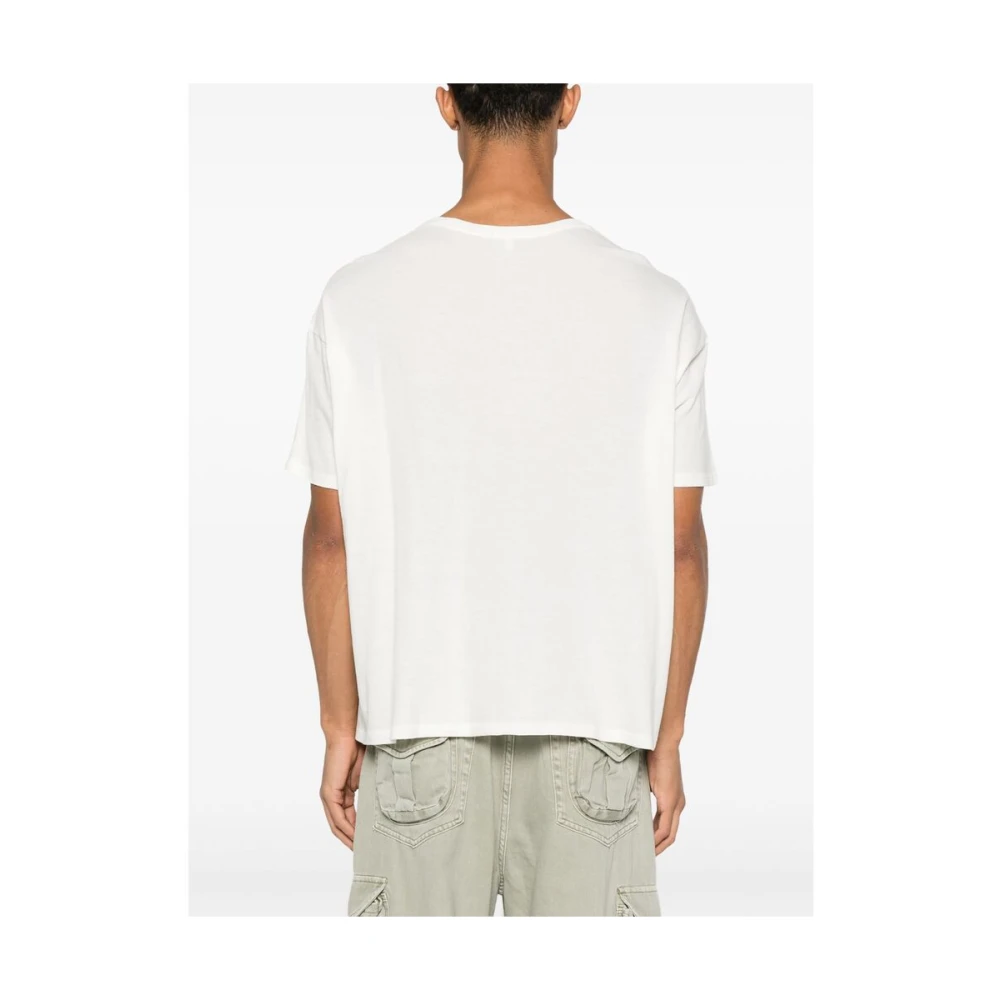R13 Witte Crew Neck Drop Shoulder T-shirt White Heren