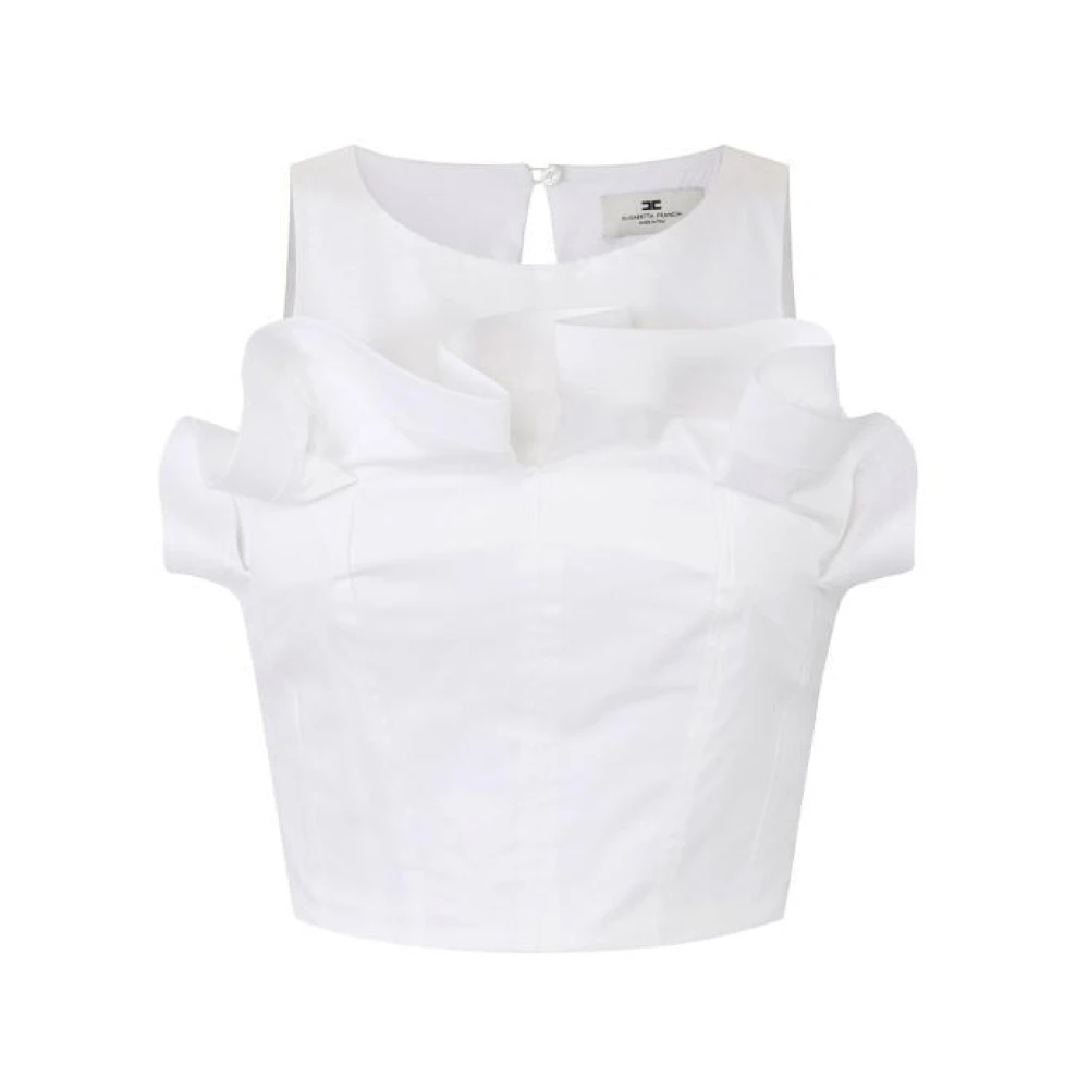 Elisabetta Franchi Women's White Sleeveless Tops, S, Sleeveless Stretch Cotton Top