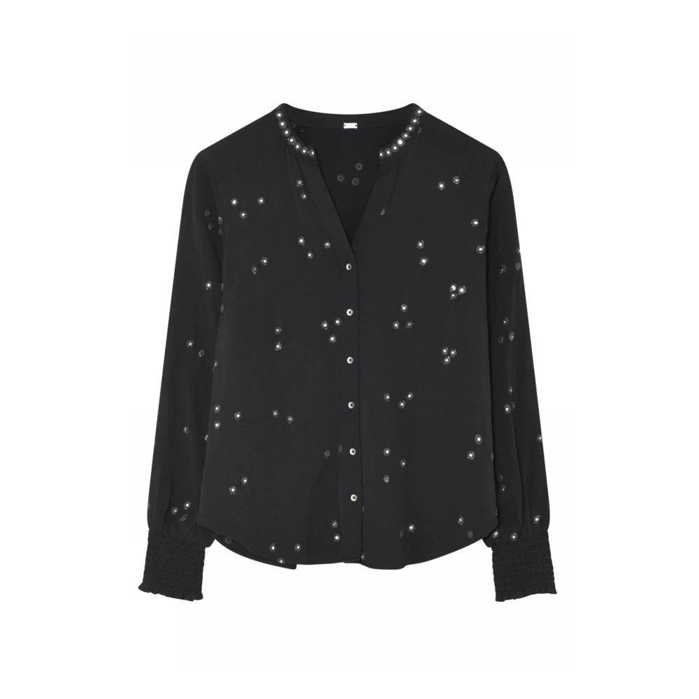 Gustav Zwarte Blouse met Smock Manchetten Black Dames