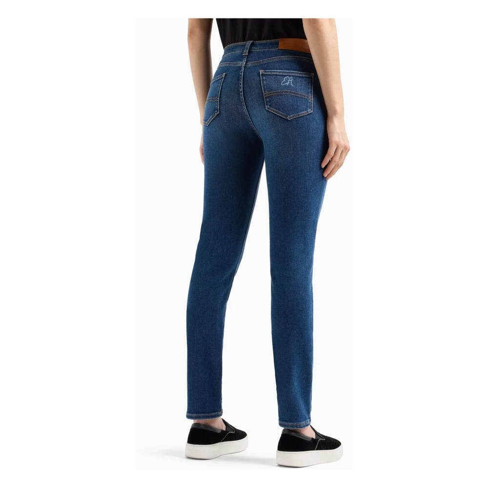 Emporio Armani Donkerblauwe Skinny Jeans met Contraststiksels Blue Dames