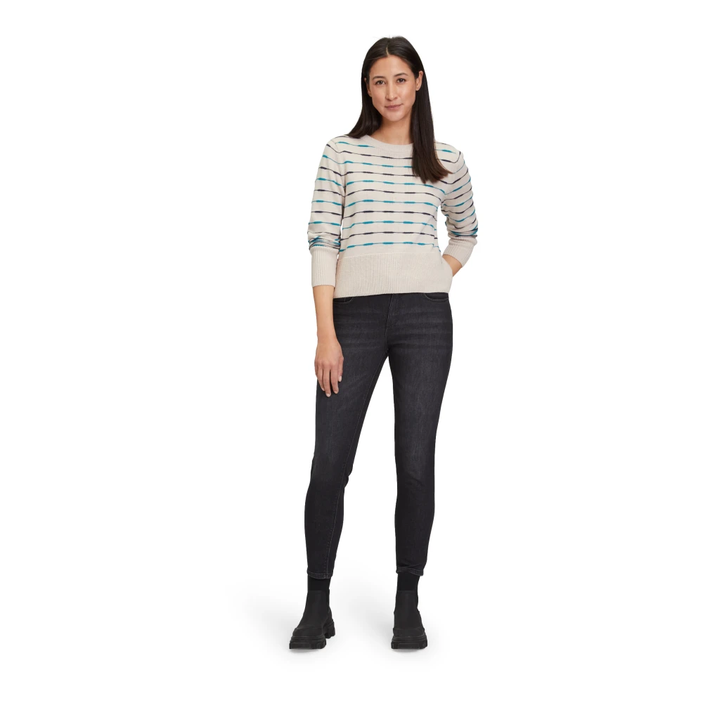 Betty & Co Chunky Gebreide Trui met Ribboorden Multicolor Dames