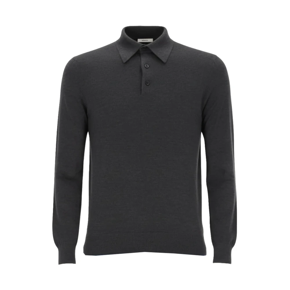 Zegna Men's Black Long-Sleeve Knitted Polo - Round-Neck Knitwear - Xl - Knitwear