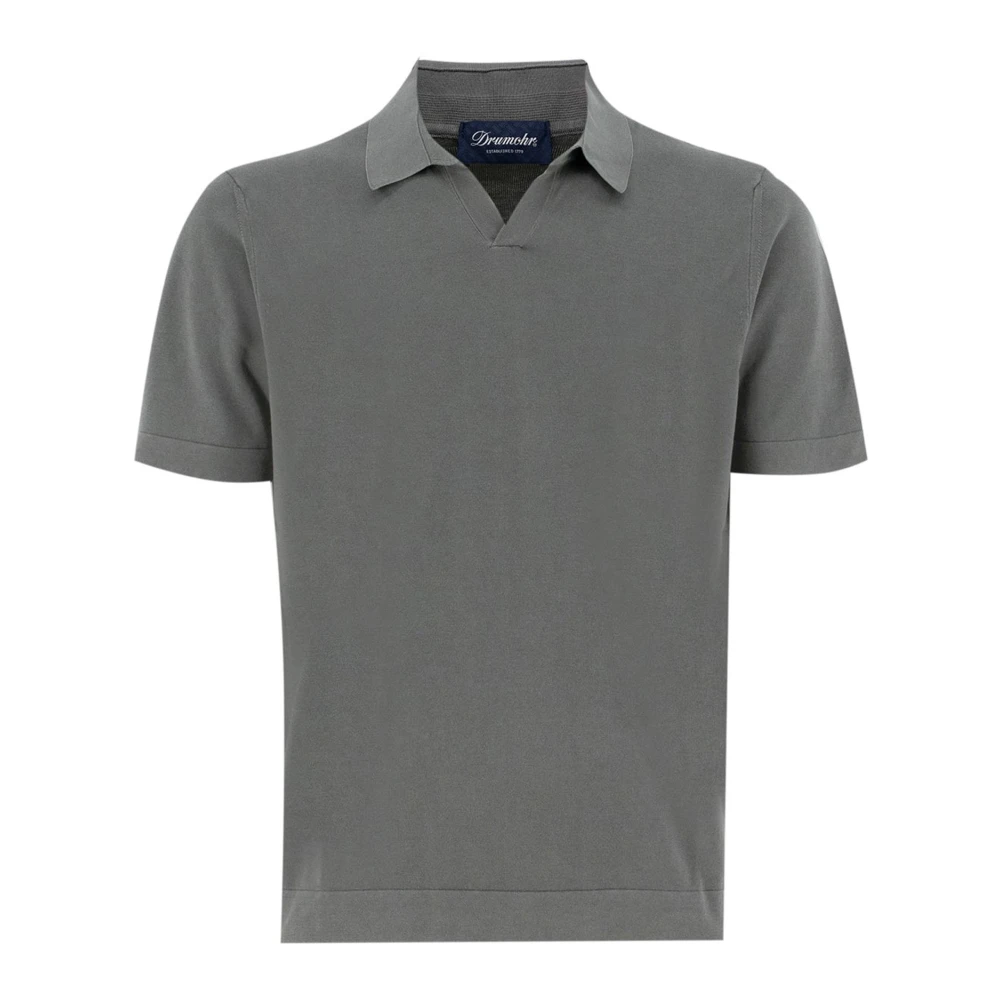 Drumohr Katoenen Polo Klassiek Kortemouw Shirt Gray Heren