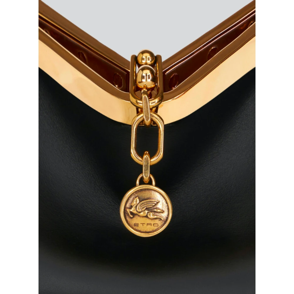 ETRO Zwarte Leren Mini Tas met Metalen Sluiting Black Dames