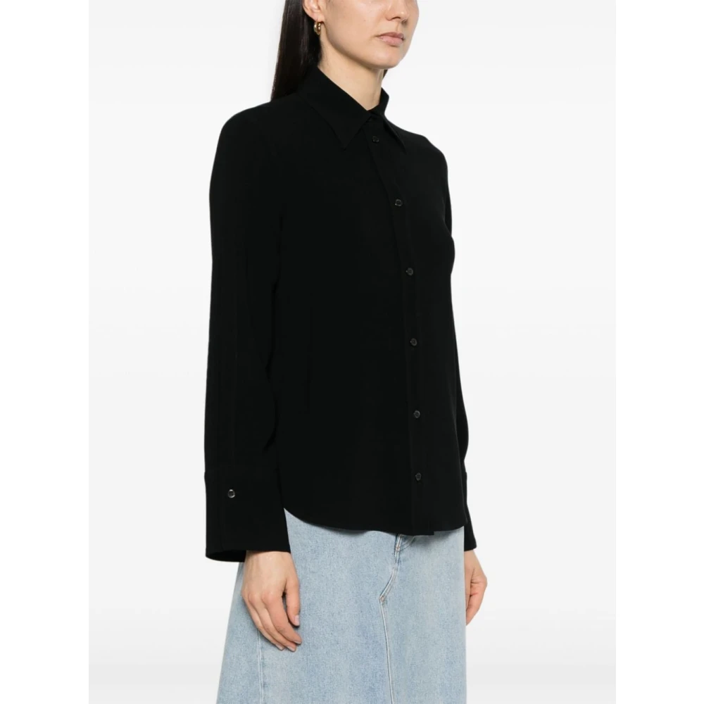 Alberto Biani Zwarte Overhemd Klassieke Knoopsluiting Black Dames
