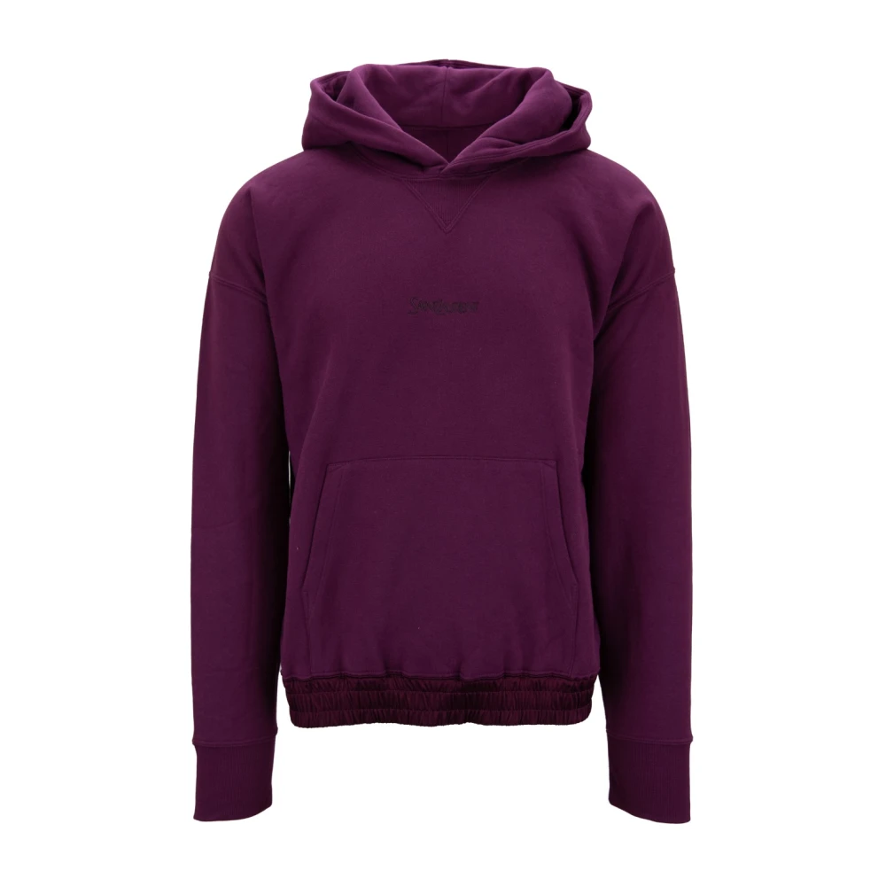 Saint Laurent Hooded Sweatshirt met Borduursel Purple Heren