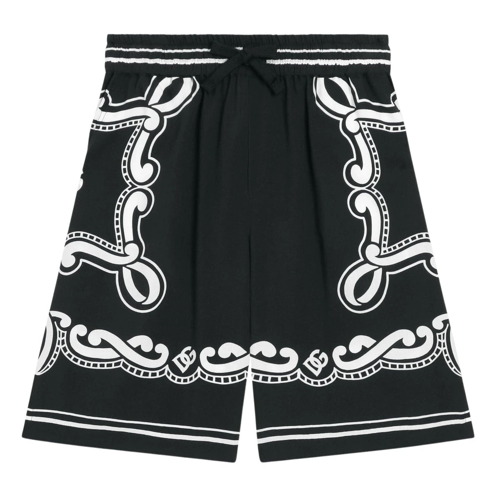 Dolce & Gabbana Boys Black Shorts, 4 Y, Bandana Bermuda Shorts In