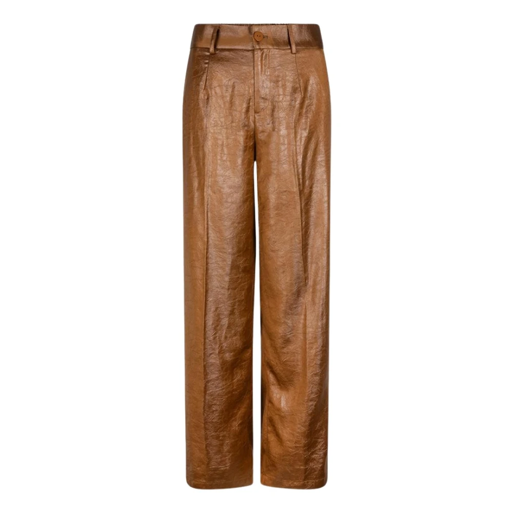 Esqualo Metallic Broek in Brandy Kleur Brown Dames