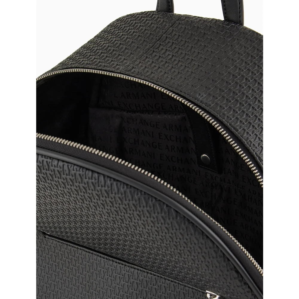 Armani Exchange Logo Patroon Rits Rugzak Multipockets Black Heren