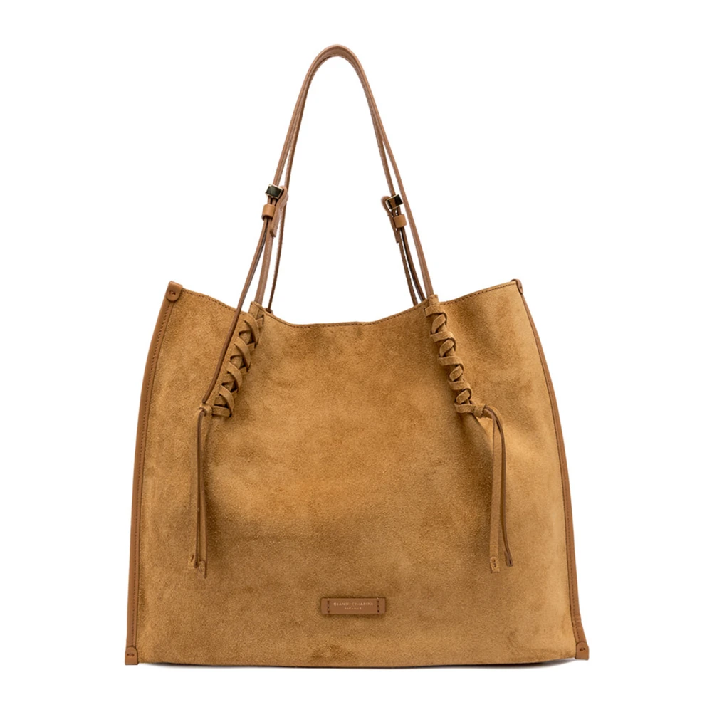 Gianni Chiarini Suède Leren Handtas Dory Beige Dames