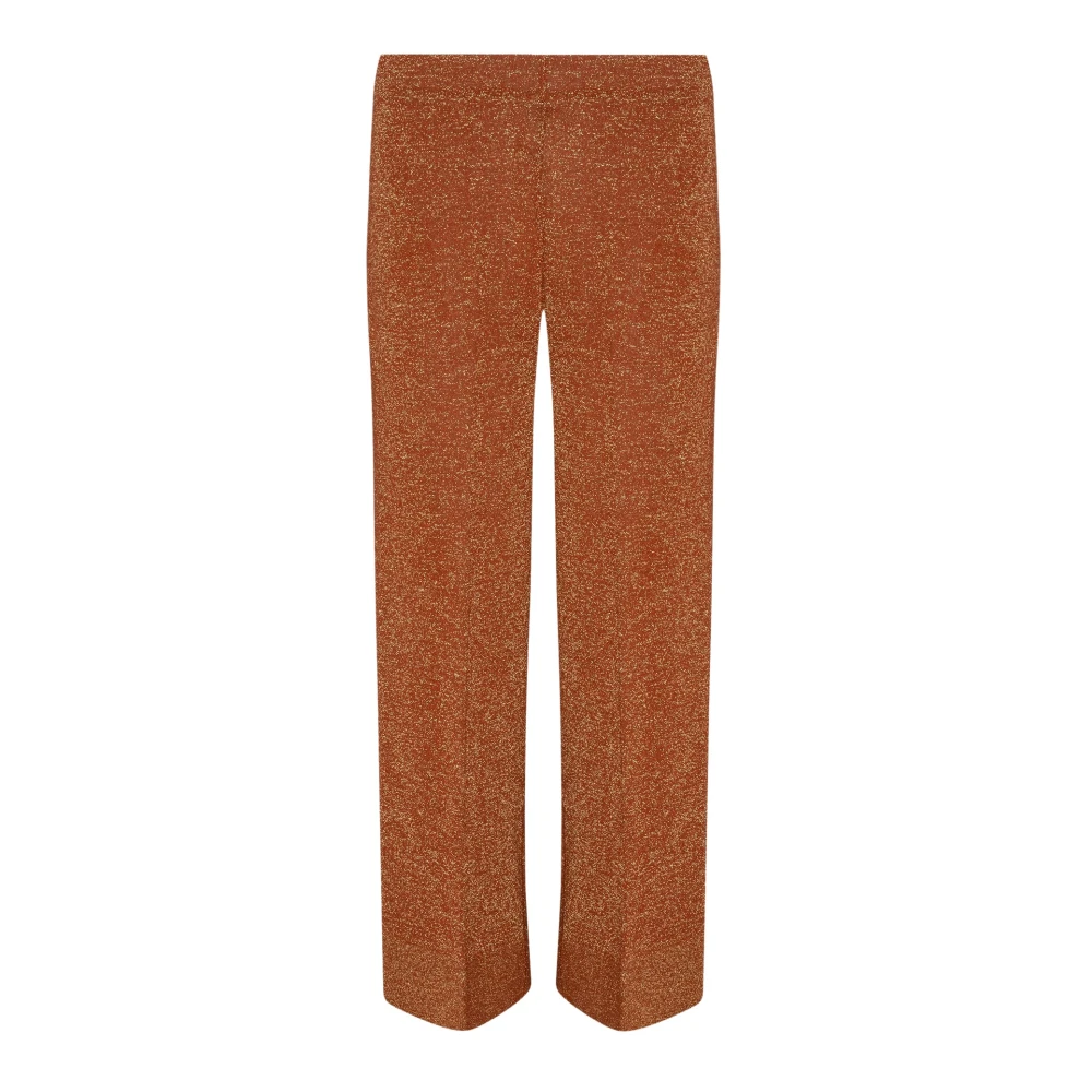 Circus Hotel Katoen Lurex Elastische Taille Broek Brown Dames