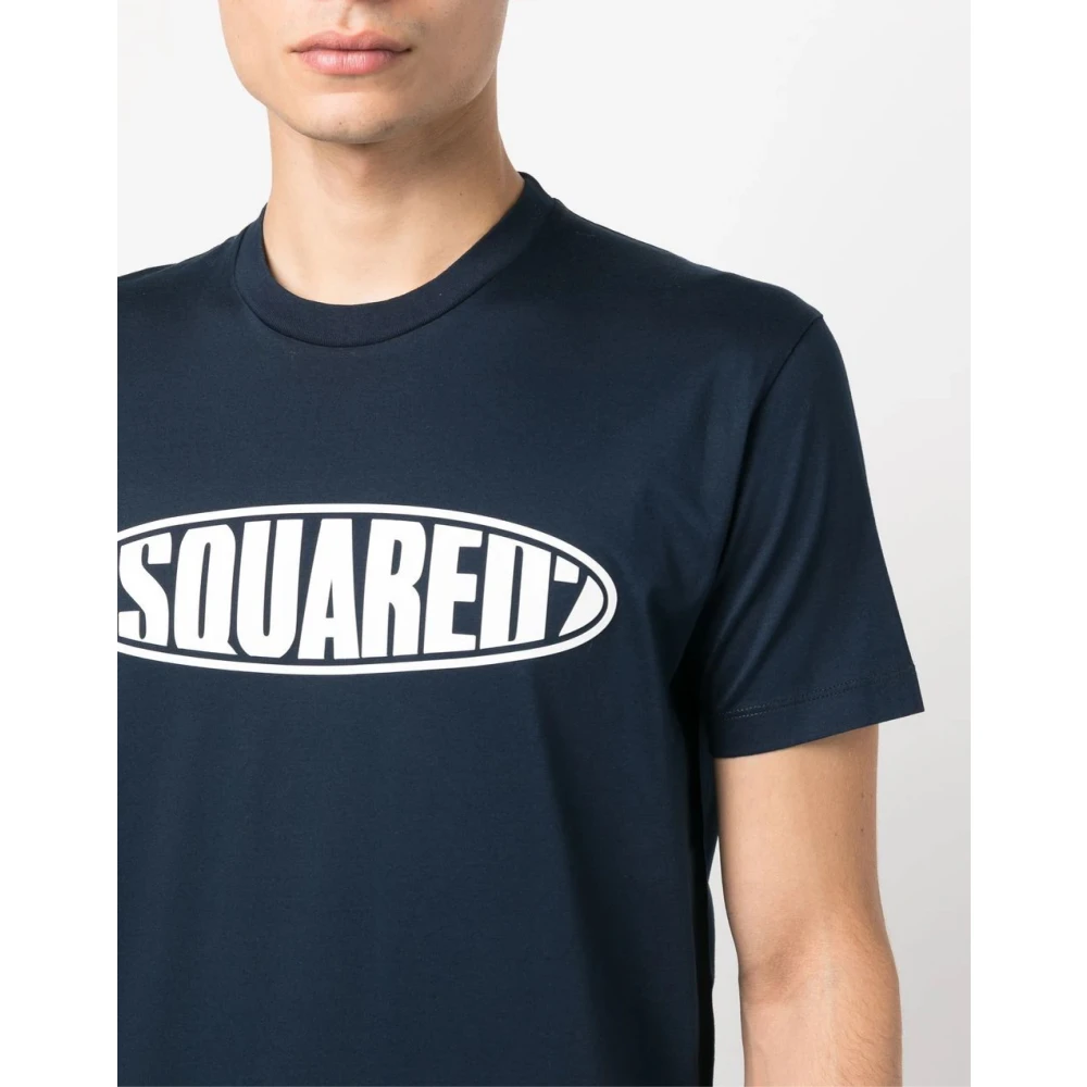 Dsquared2 Blauw Surf Board Logo T-Shirt Blue Heren