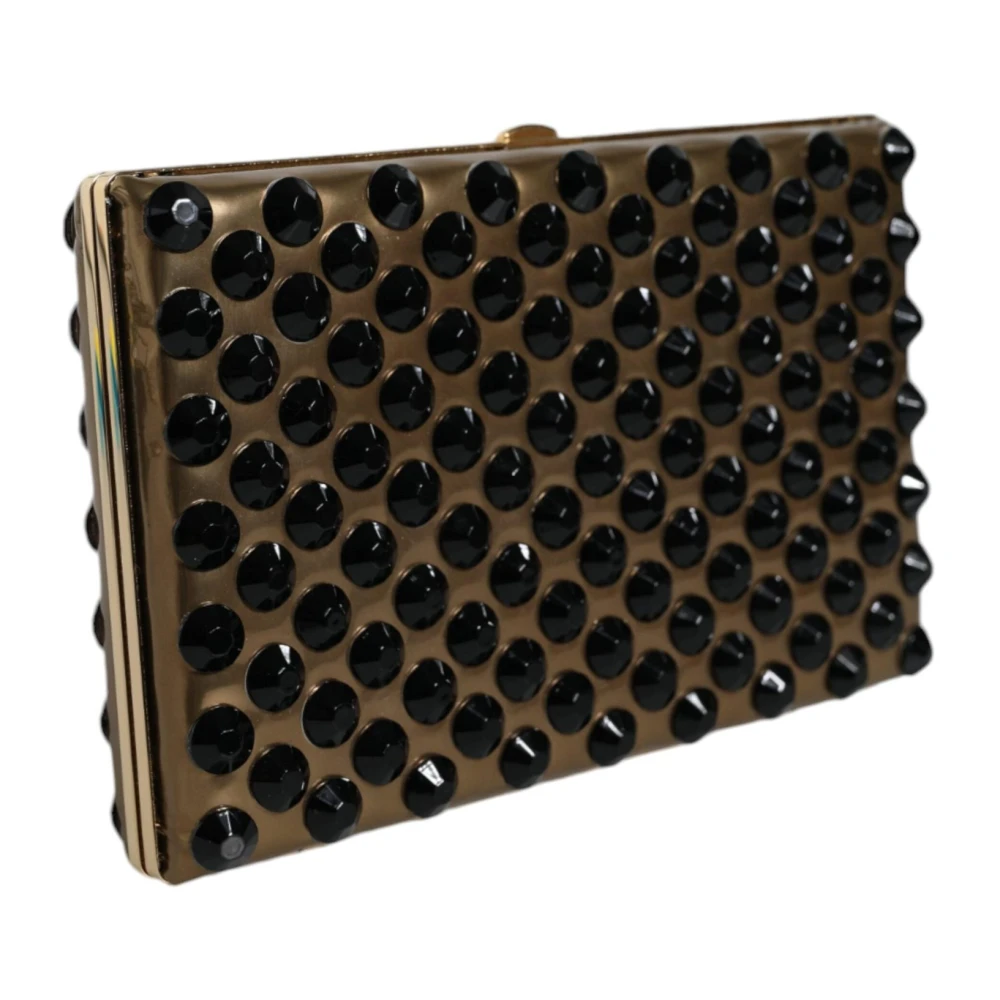 Dolce & Gabbana Kristal Bifold Clutch Goud Leer Yellow Dames
