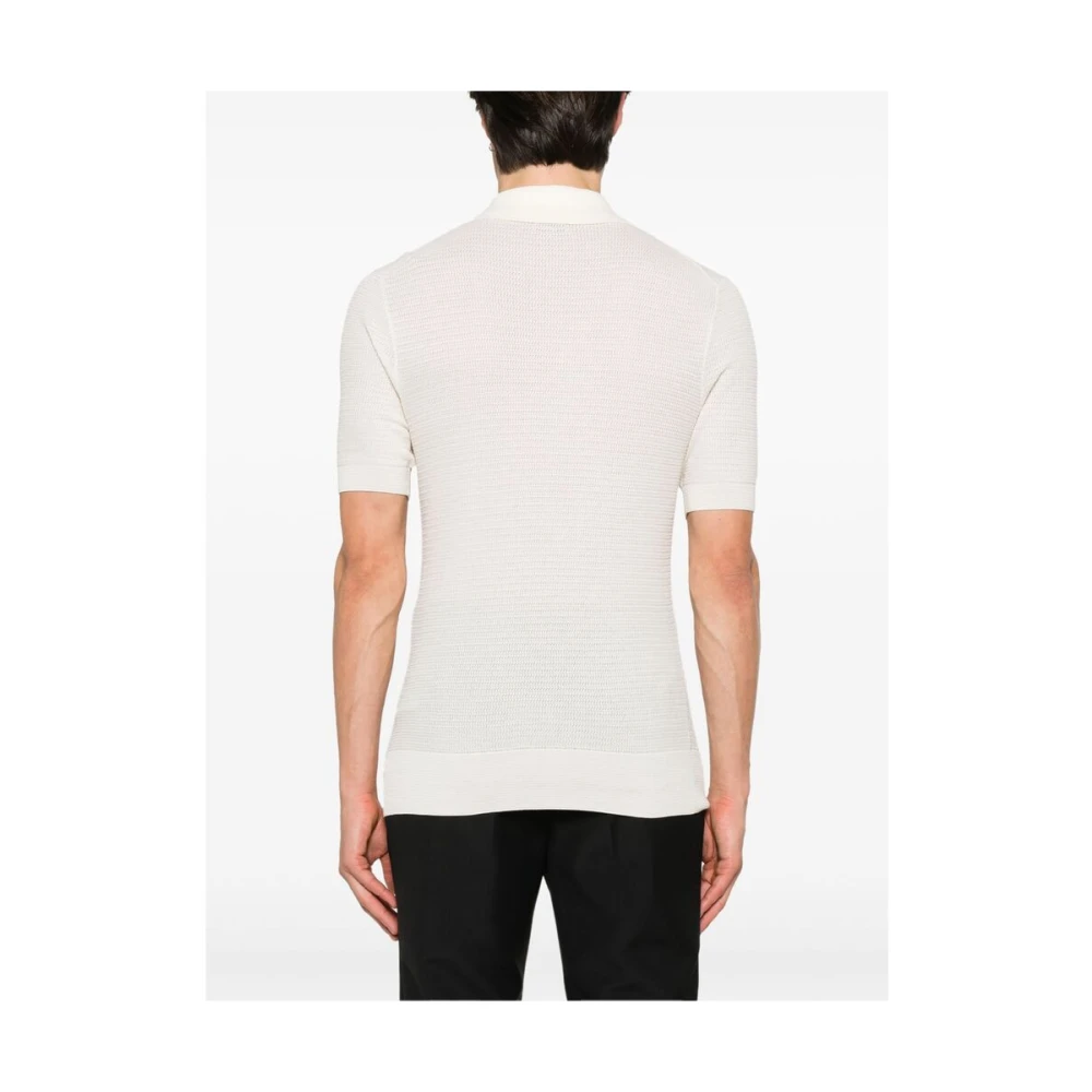 Tom Ford Witte Knoop-Up Korte Mouw Sweater White Heren