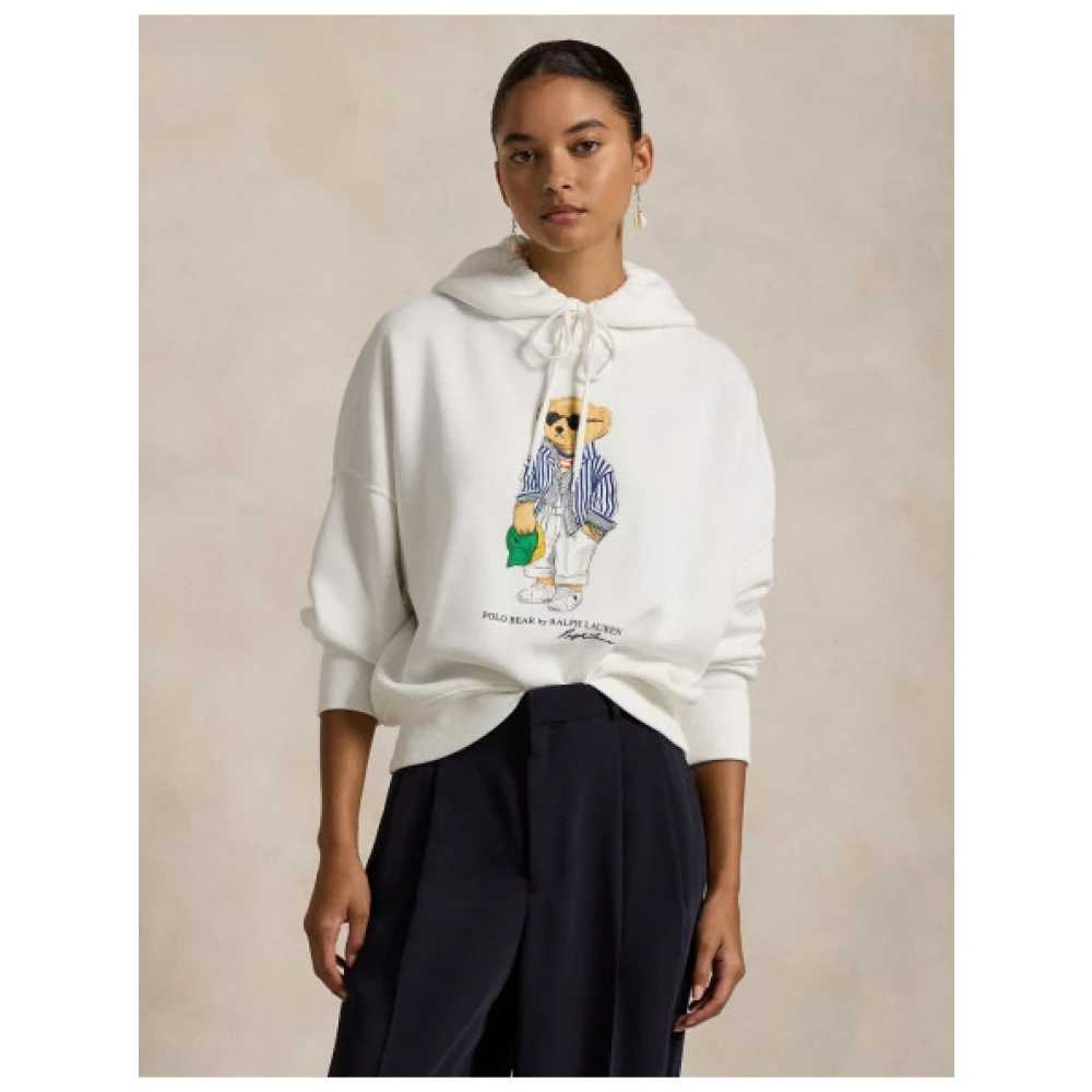 Polo Ralph Lauren Stijlvolle hoodie met Polo Bear ontwerp White Dames