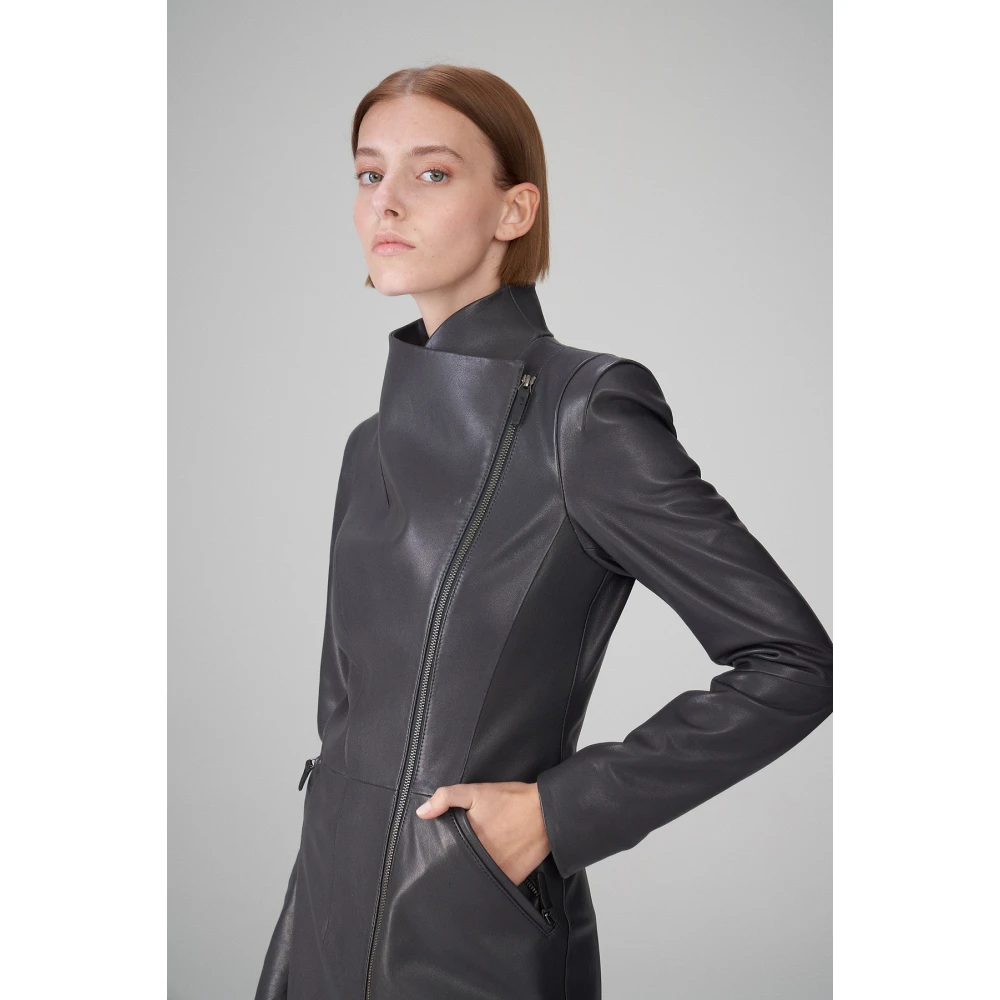 Vespucci by VSP Alyson Antraciet Leren Jas Gray Dames
