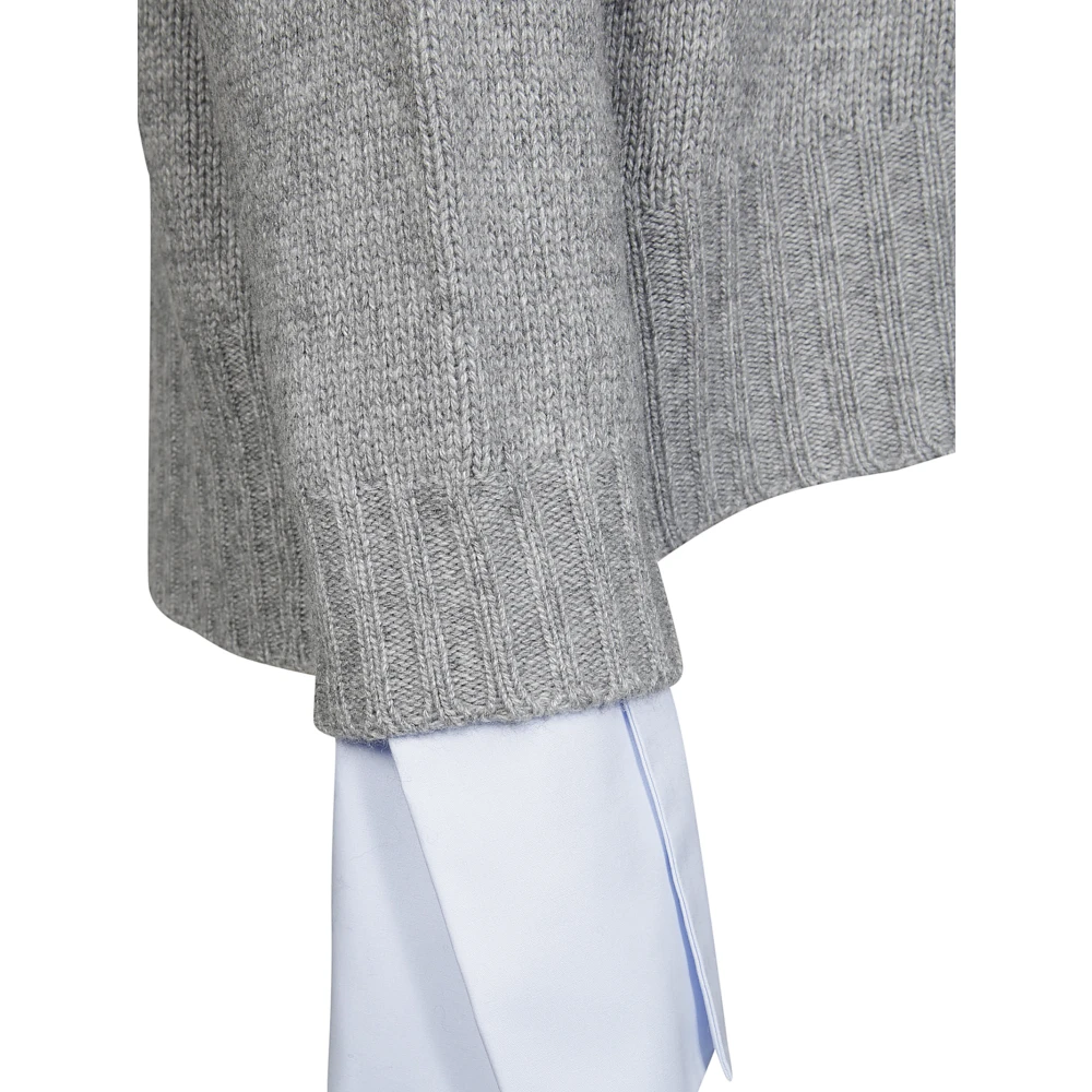 Jejia Stijlvolle ronde hals manchet trui Gray Dames