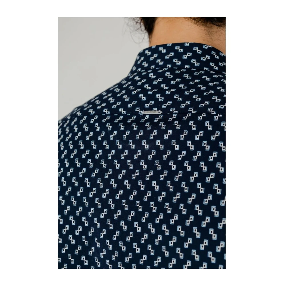 Antony Morato Lange Mouw Viscose Katoenen Shirt Blue Heren