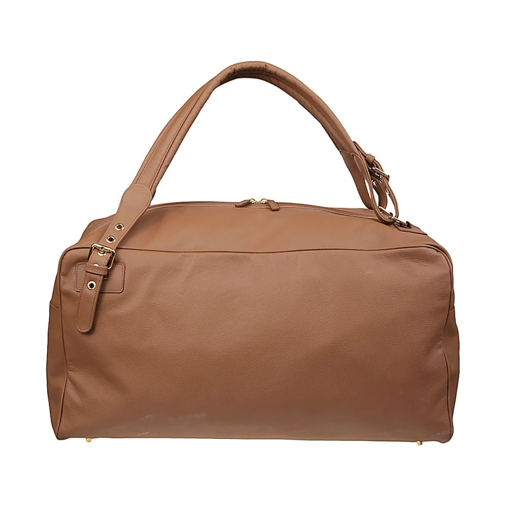 Eleventy Fluweel Effect Leren Reistas Rugzak Brown Unisex