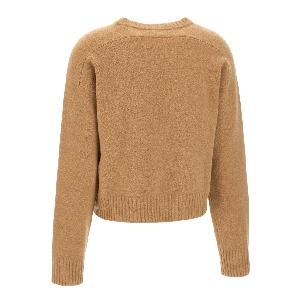 Kangra Bruine Wollen Trui Raglan Ronde Hals Brown Dames